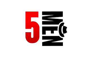 The 5 Men logo incorporates a striking design with a big red '5', followed by the word 'MEN' turned vertically, topped off with a hat resting on the 'E'.