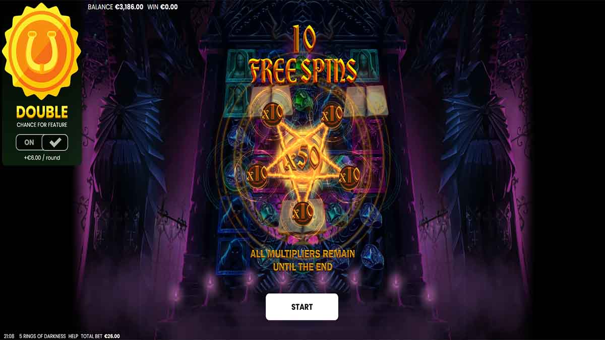 10 Free Spins await in the 5 Rings of Darkness slot by Octoplay