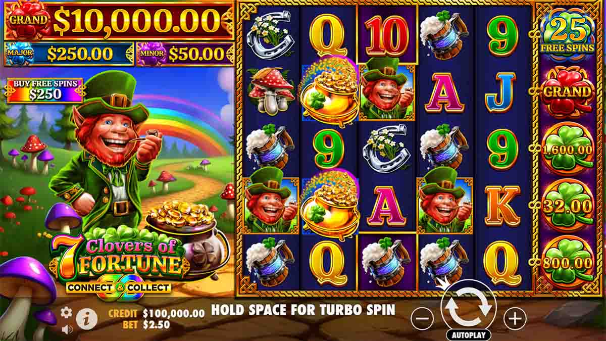 Explore the 7 Clovers of Fortune slot by Pragmatic Play, Featuring a Buy Free Spins Option