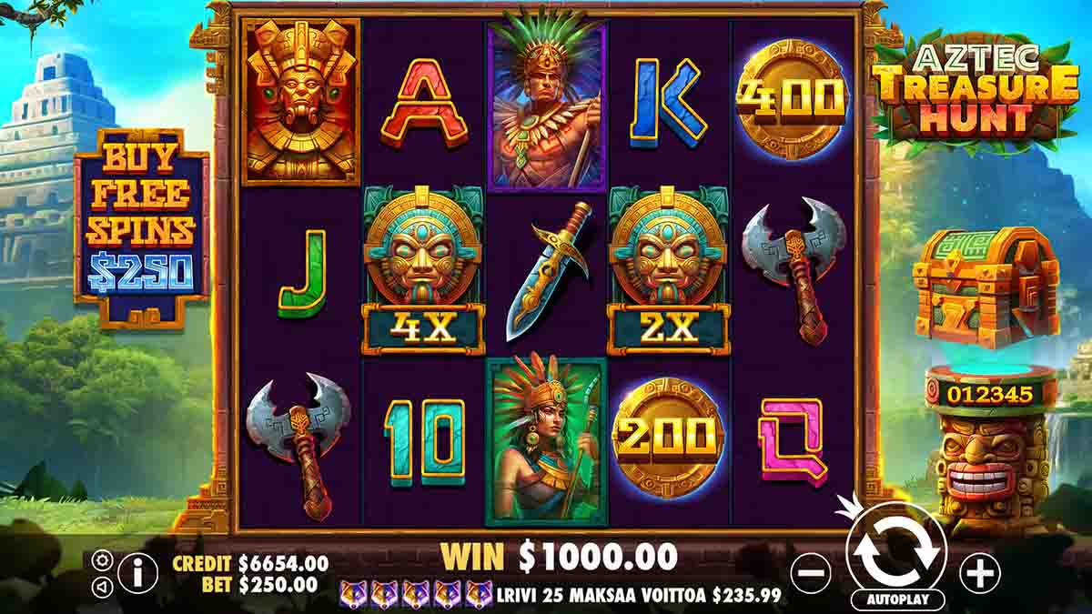 Aztec Treasure Hunt slot game by Pragmatic Play, core gameplay