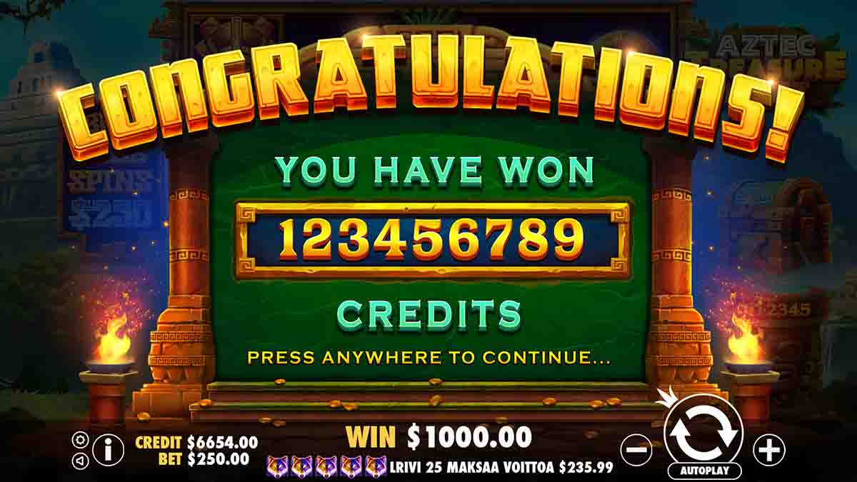 Aztec Treasure Hunt slot game by Pragmatic Play, Overall win