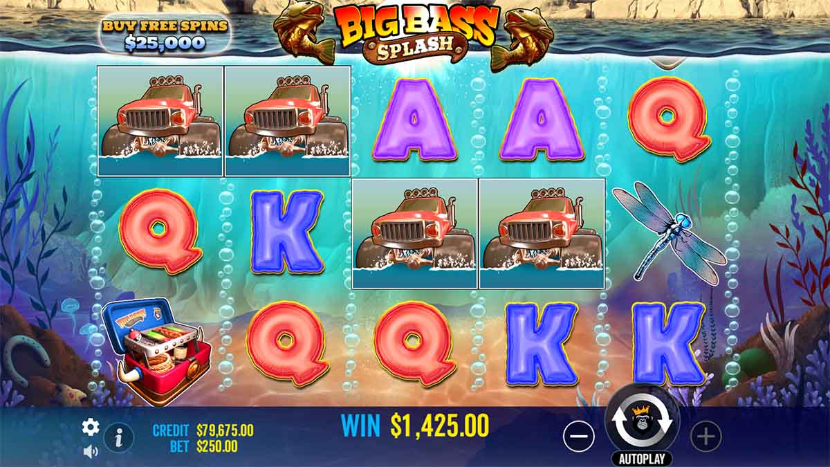 Catching a Victory of 1,425 in the Big Bass Splash slot title by Pragmatic Play