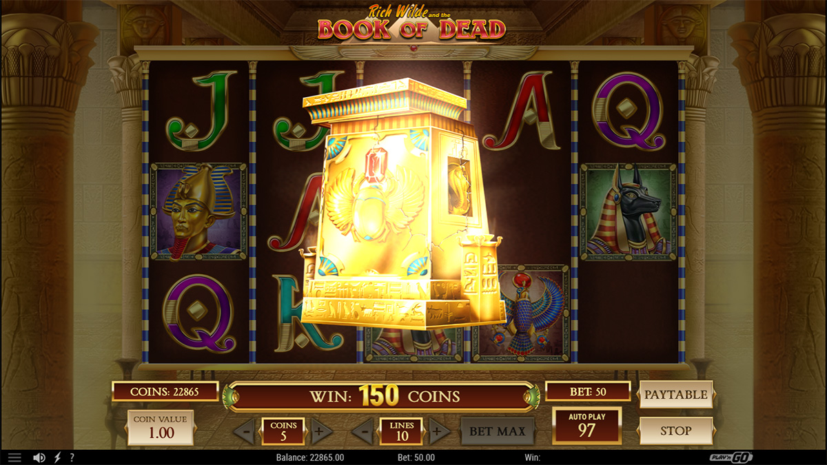 Book of Dead slot game courtesy of Netent, featuring the free spins symbol