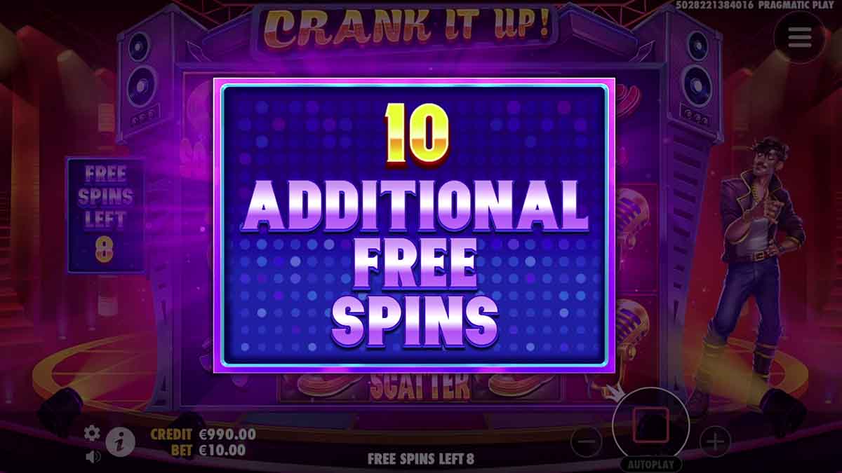 Experience 10 extra free spins in Pragmatic Play's Crank It Up