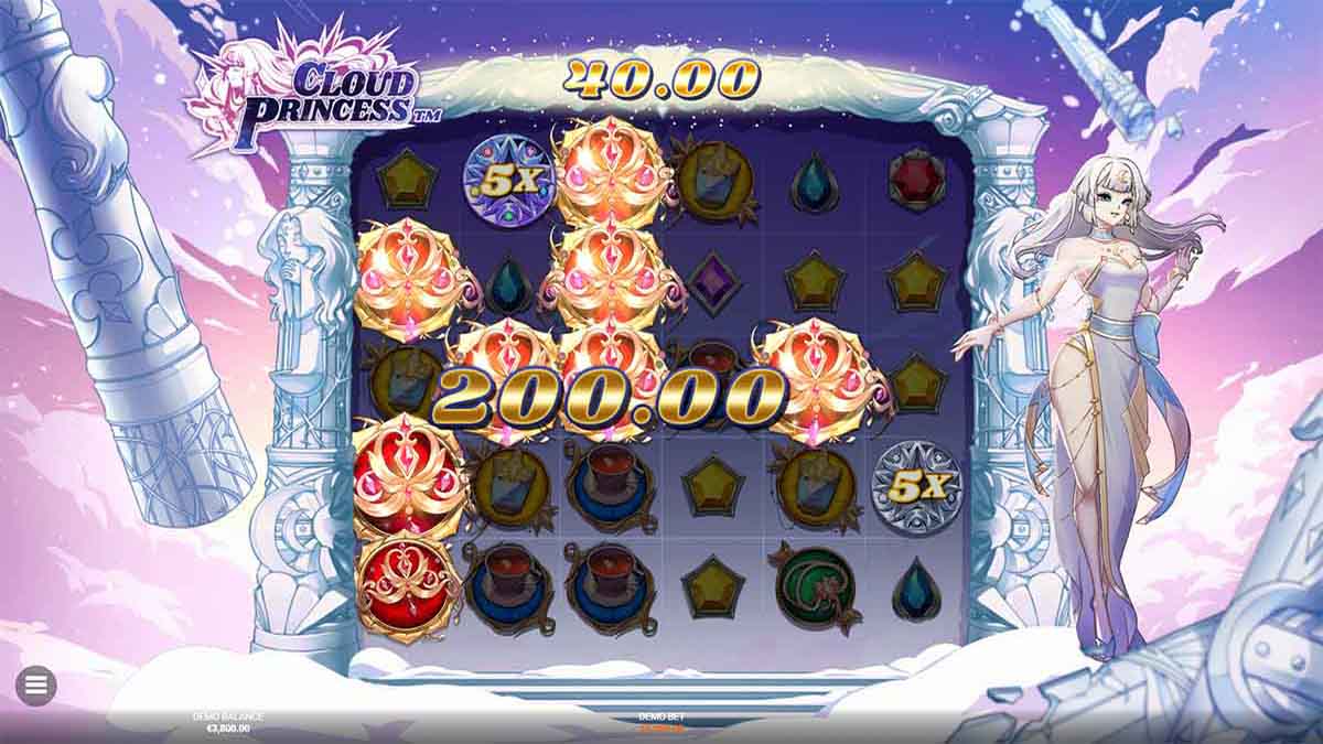 Cloud Princess slot game by Hacksaw Gaming showing a Win of 200.00.jpg