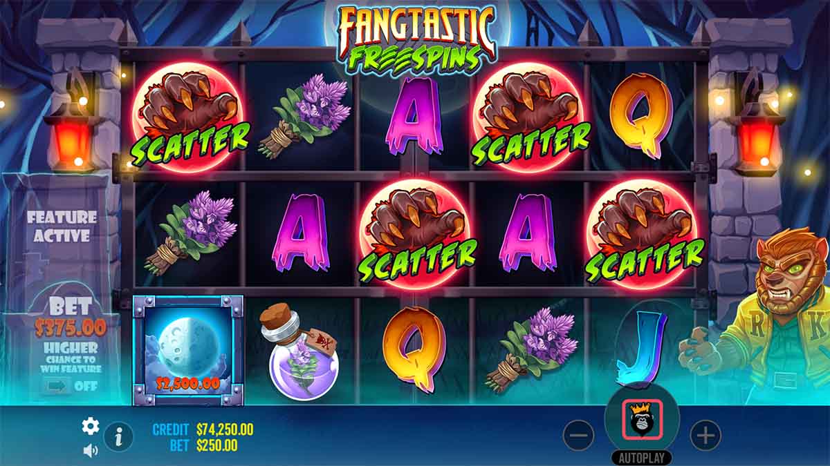 Fangtastic Freespins slot by Pragmatic Play, featuring Scatter Prize