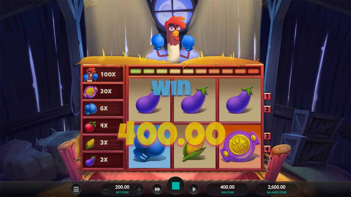 Visual of a 400.00 win in Feather Fury slot game by Relax Gaming