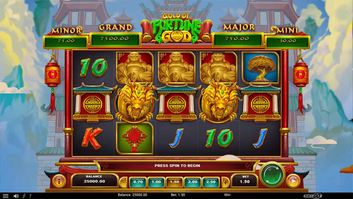 View of Base Game in Gold of Fortune God Slot by Play'n GO