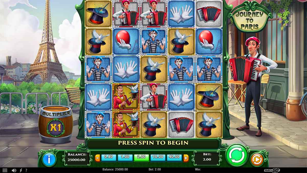 Visual display of achieving a 60.00 win in Journey to Paris by Play'n GO