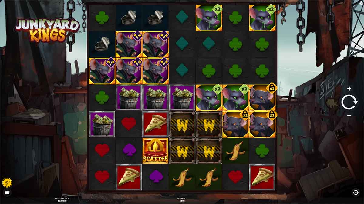 A view of Junkyard Kings slot from Bullshark Games, displaying a Win of 220.00