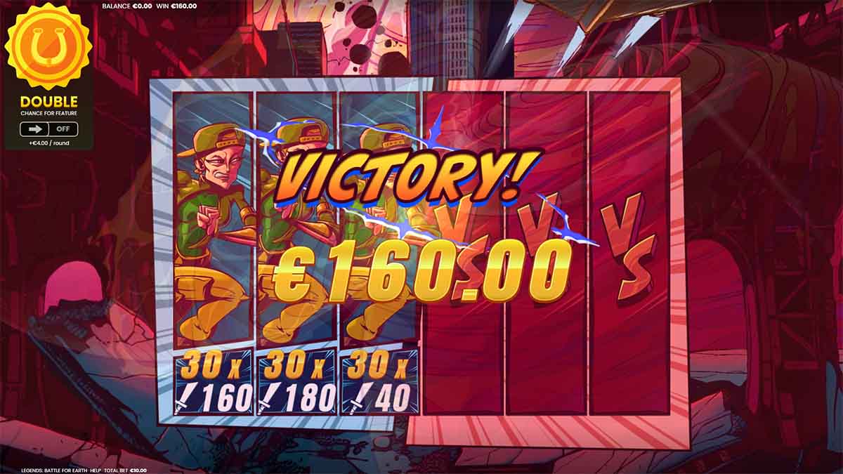 Legends Battle Of Earth by Octoplay, demonstrating a Victory Win of 160.00