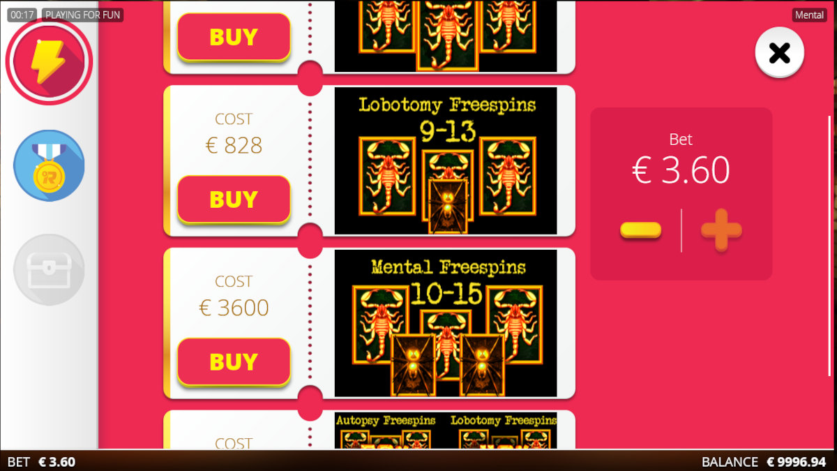 Exploring the Mental slot's bonus buy option by Nolimit City