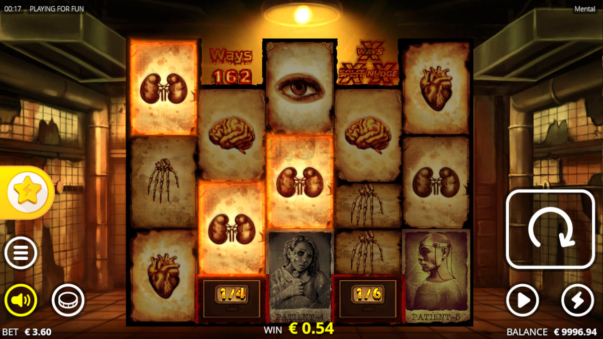 A glimpse at the base layout of the Mental slot game by Nolimit City