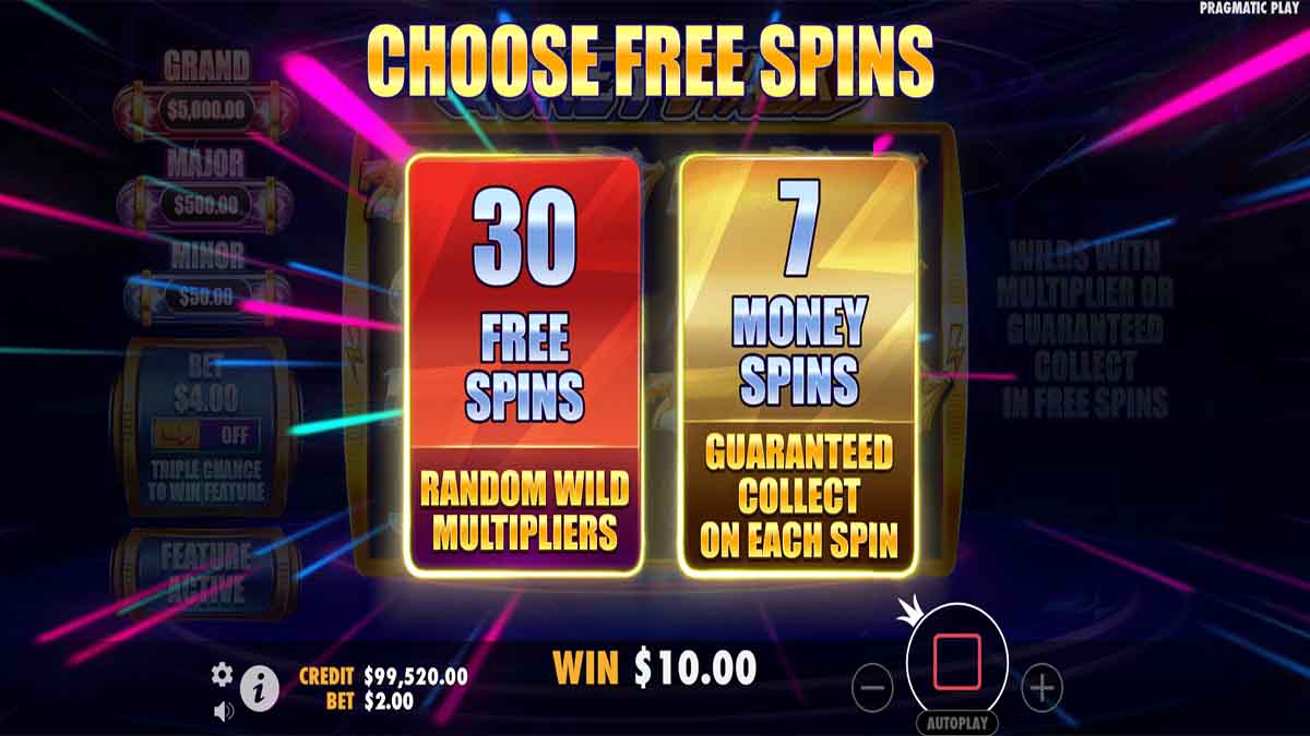 Choosing free spins in the Money Stacks slot by Pragmatic Play