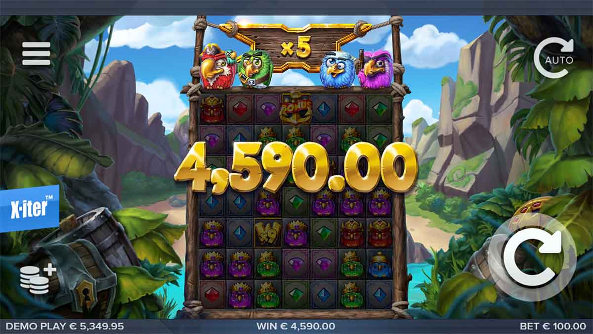 Pirots X slot game by ELK Studios, demonstrating a 4,590 win