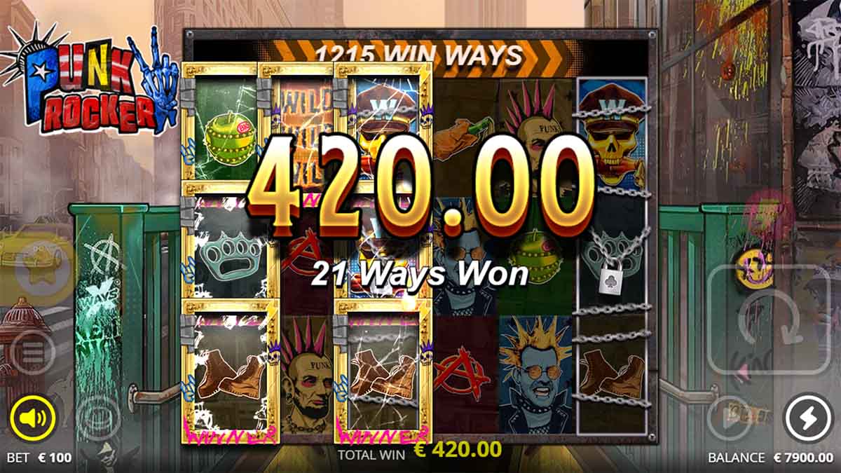 Capturing a 420.00 Win in Punk Rocker 2 by Nolimit City