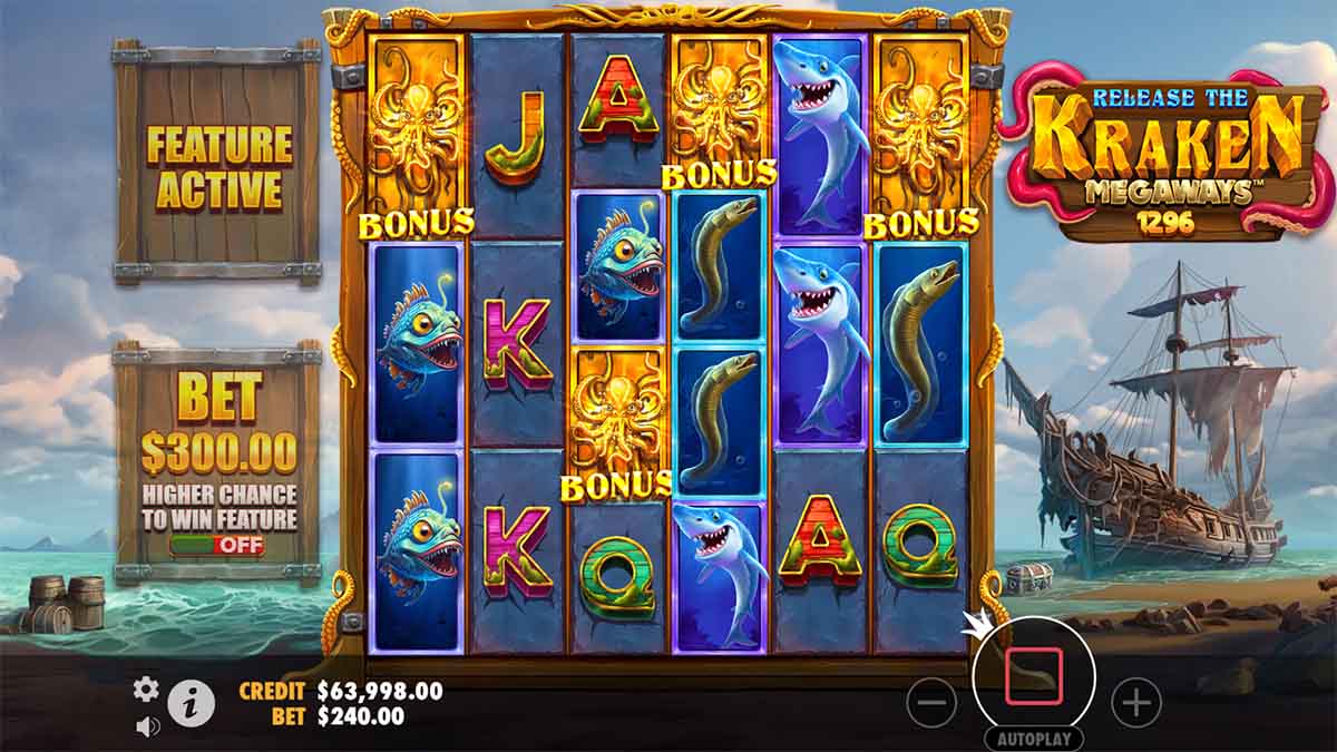 Explore the Bonus feature in Release the Kraken Megaways by Pragmatic Play