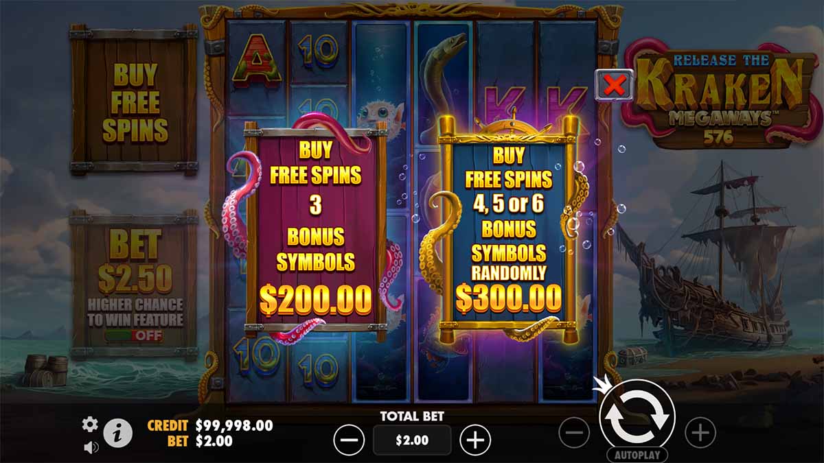 Explore Release the Kraken Megaways by Pragmatic Play, including the Buy Free Spins option