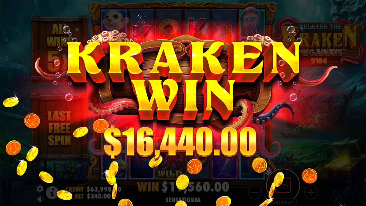 Witness a whopping Kraken Win of 16,440 in Release the Kraken Megaways by Pragmatic Play