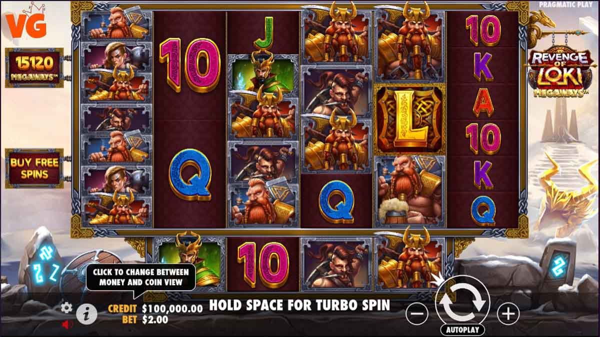 Revenge of Loki Megaways slot by Pragmatic Play, showing base game state