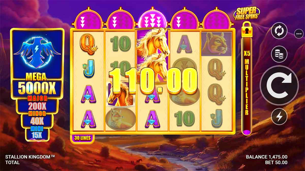 Stallion Kingdom by Just For The Win, capturing a Win of 110.00