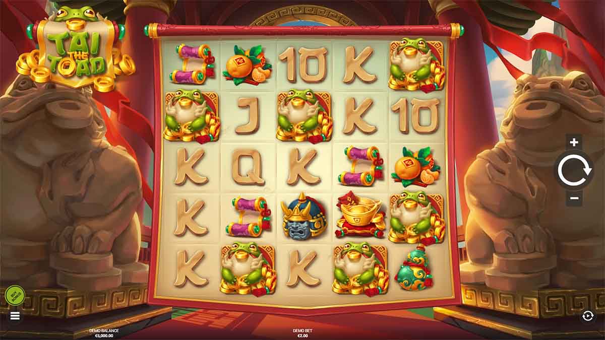 An inside look at Tai The Toad slot game by Hacksaw Gaming, Base Game view.