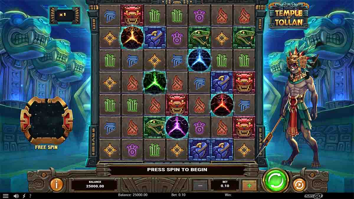 Temple of Tollan slot by Play'n GO, Base Game interface