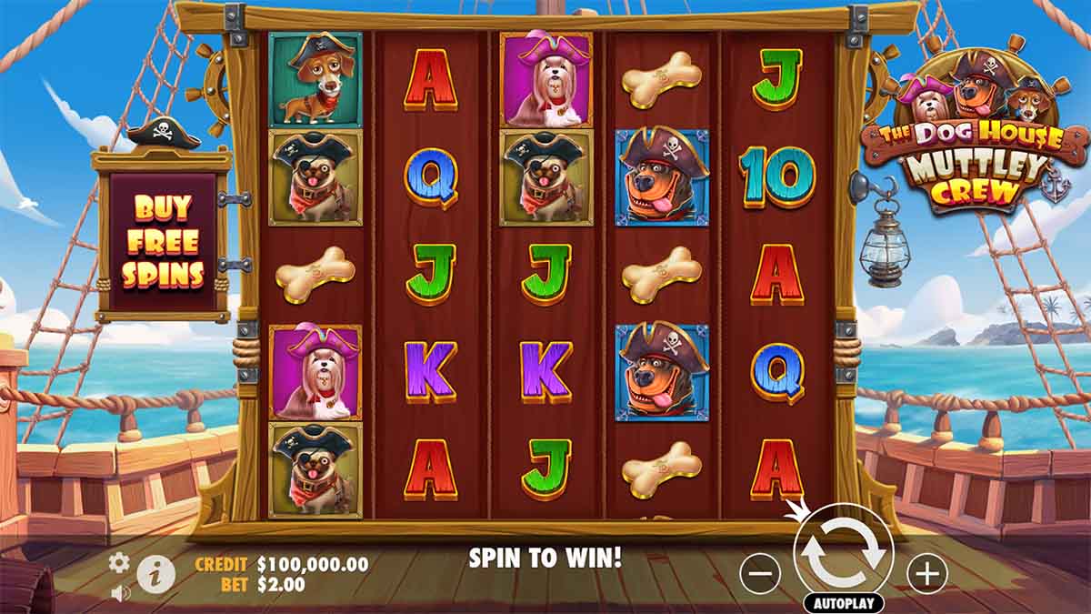 View of the base game in The Dog House Muttley Crew slot by Pragmatic Play