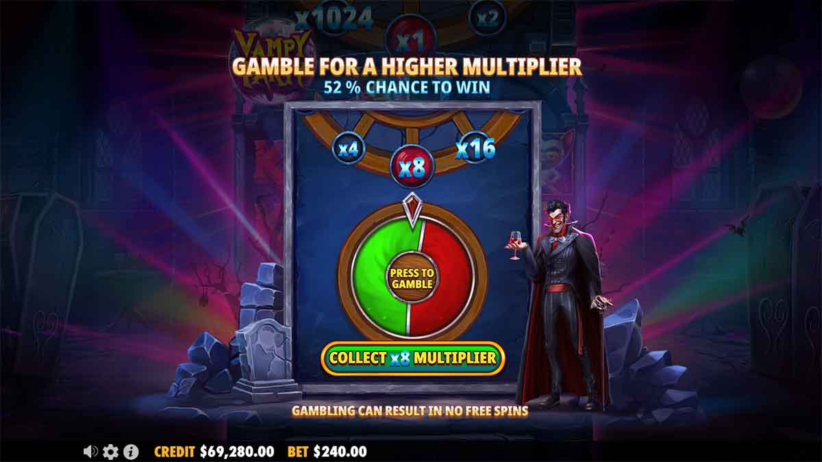 Vampy Party slot thrills by Pragmatic Play, with Gamble Free Spins feature