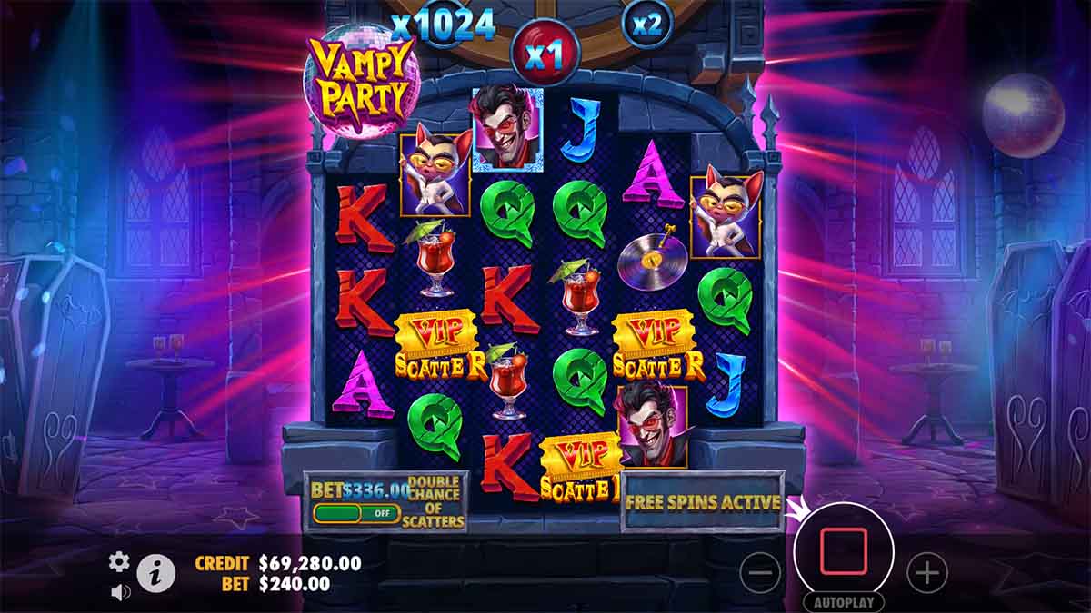 Vampy Party by Pragmatic Play, showcasing Vip Scatter feature