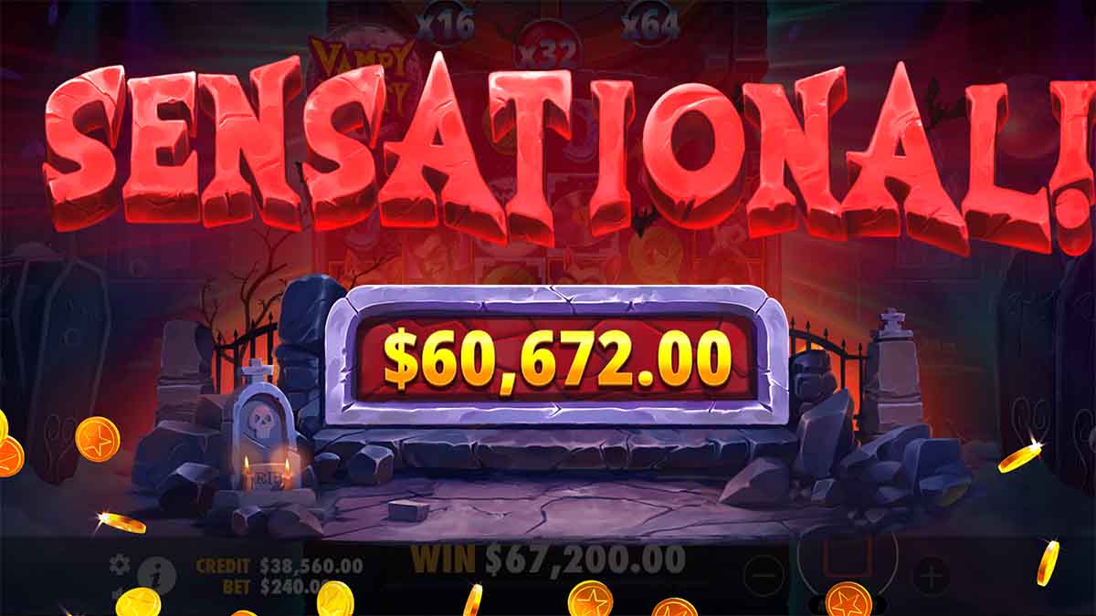 Vampy Party by Pragmatic Play, demonstrating Sensational Win of 60,672