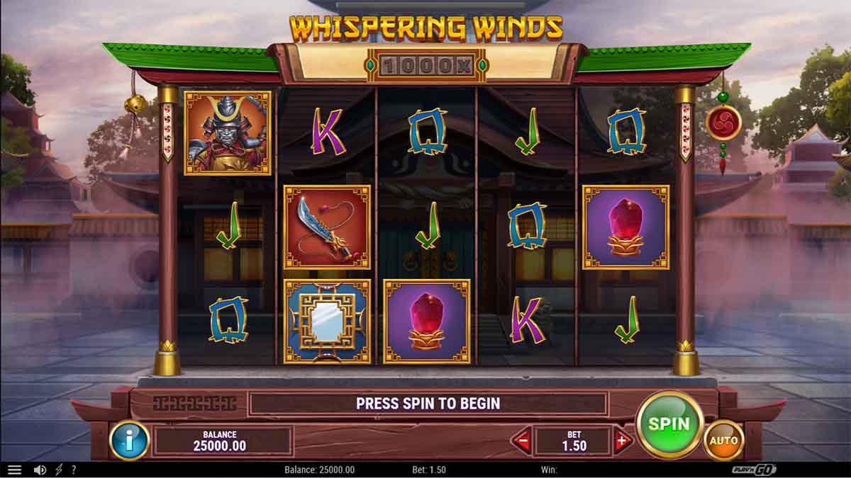 Whispering Winds slot experience by Play'n GO, default play atmosphere