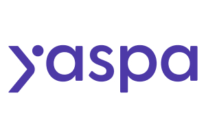Yaspa logo with strong violet text spelling out Yaspa