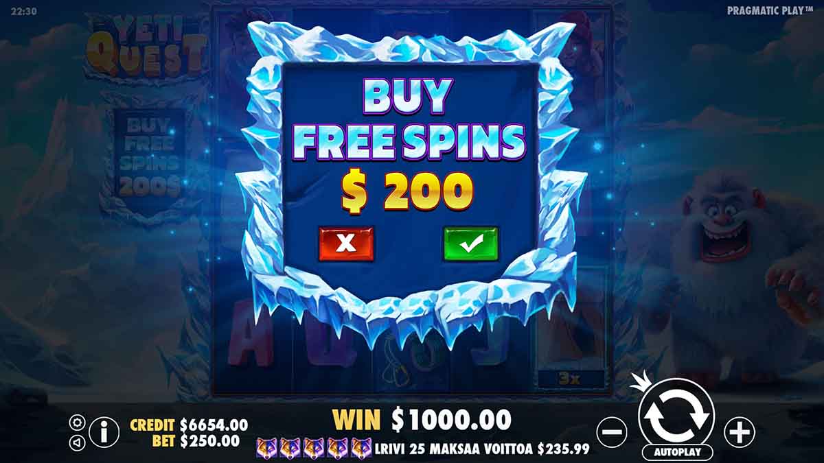 Discover the convenience of purchasing free spins in Yeti Quest.