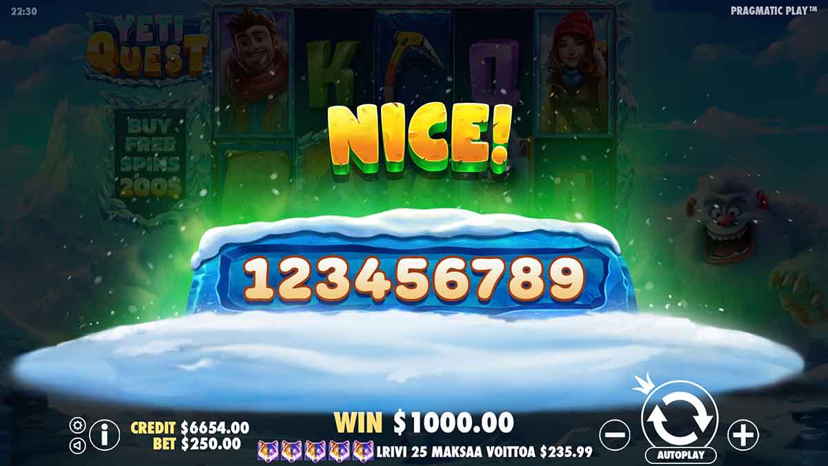 A snapshot of a substantial win in Yeti Quest by Pragmatic Play.