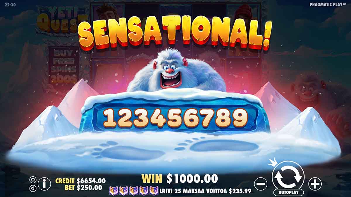 Capturing the sensational win highlights in Yeti Quest by Pragmatic Play.