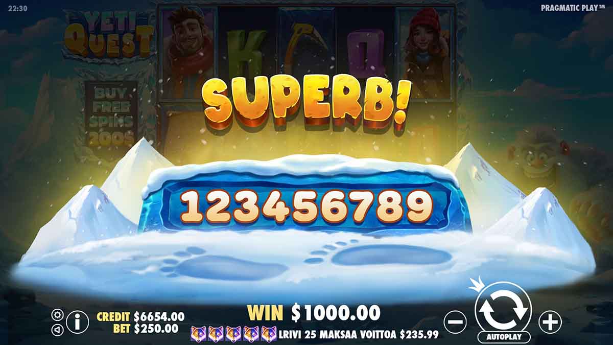 Enjoying an extraordinary win view in Yeti Quest by Pragmatic Play.