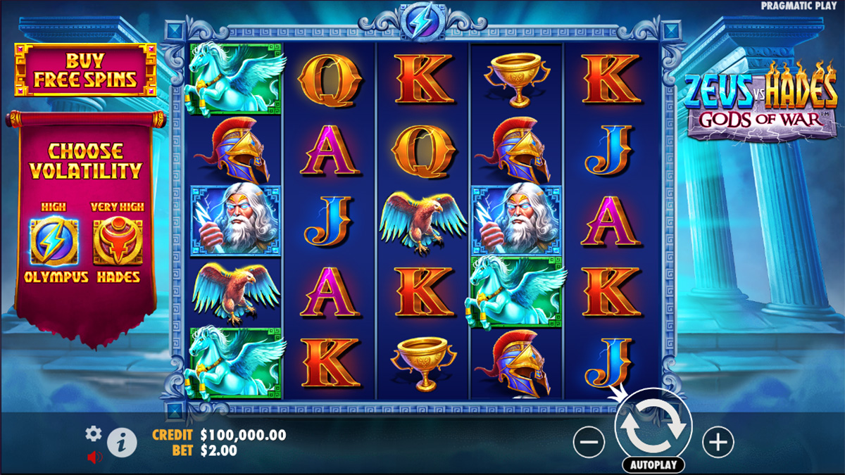 First Glance: Zeus vs Hades: Gods of War slot game by Pragmatic Play - Olympus Game Mode Display