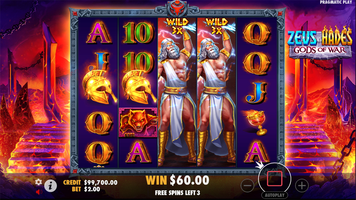 Zeus vs Hades: Gods of War slot game by Pragmatic Play - Achieving a Win of 60.00