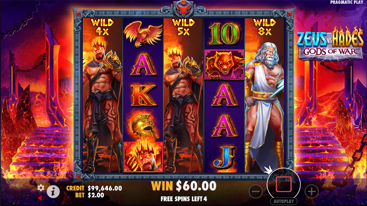 Zeus vs Hades: Gods of War slot game by Pragmatic Play - Winning with 3x Wild Scatters